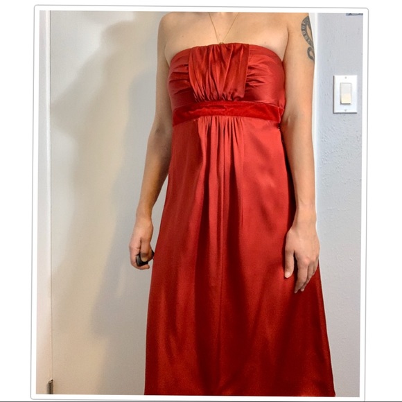 Banana Republic Red Silk Strapless Dress - Picture 4 of 7